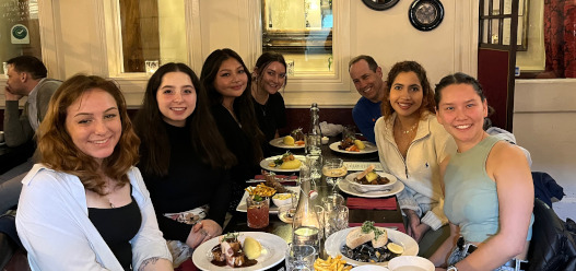 Associate Dean Brian Harfe dines with UF students in Dublin, Ireland.